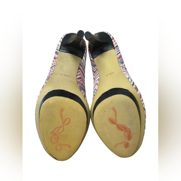 Poetic Licence All Mixed Up Heel Multi Coloured Zig Zag Floral Size 41 EUC - Picture 8 of 9